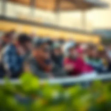 Spectators engaged in horse racing