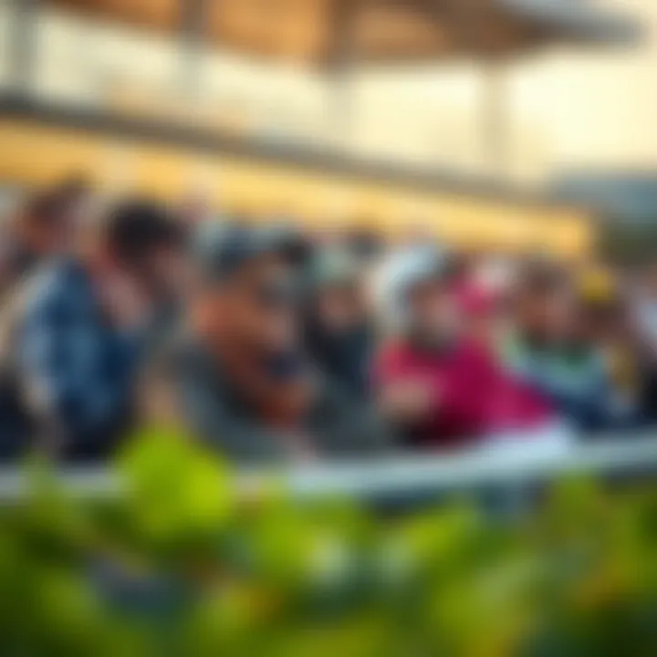 Spectators engaged in horse racing