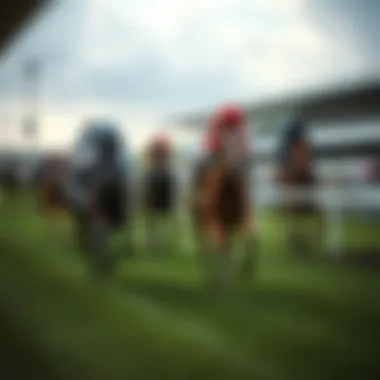 Thrilling horse race at the track