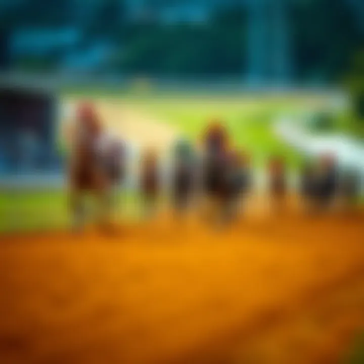 Horses racing on a vibrant track