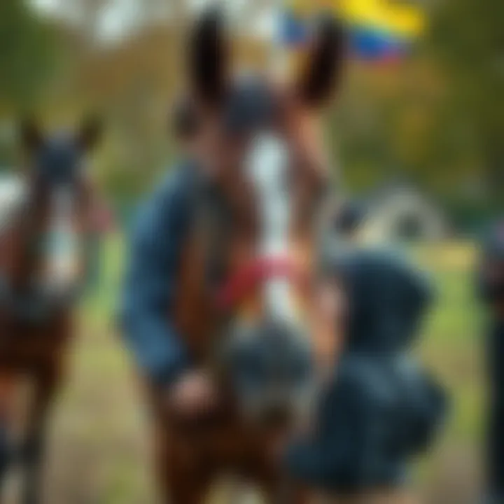 Children learning about horse care and management