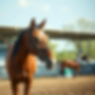 Majestic horse in a serene riding arena