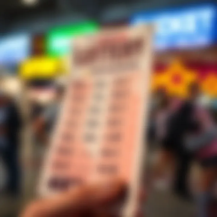 Visual representation of a lottery ticket and statistics