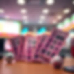 A vibrant illustration of lottery tickets with numbers and symbols