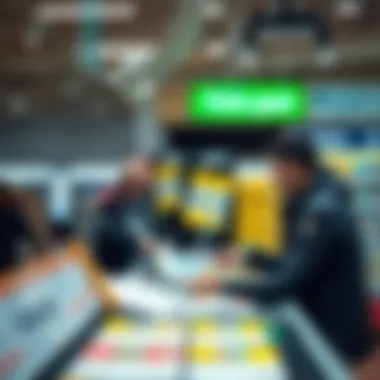 A person selecting lotto tickets at a store counter