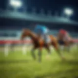 Racehorse sprinting down the track