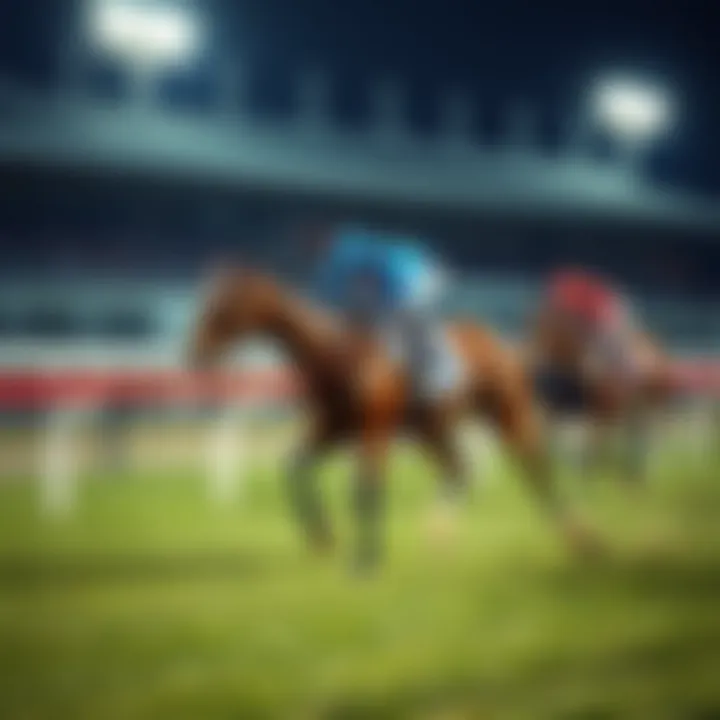 Racehorse sprinting down the track