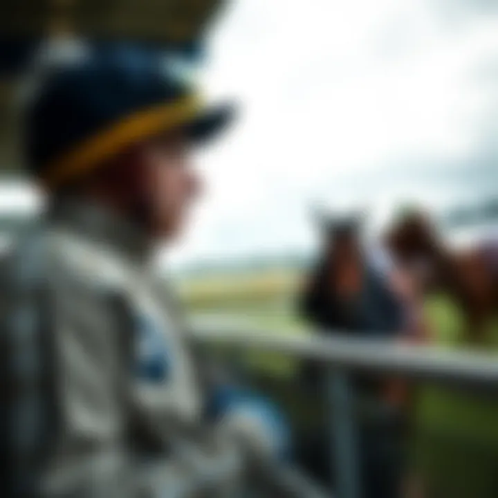 Jockey strategizing before the race